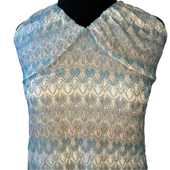 Wild Fable Crochet Summer Slip Dress Aqua Midi Sz M Y2K Style Beachy Coastal - Picture 4 of 12